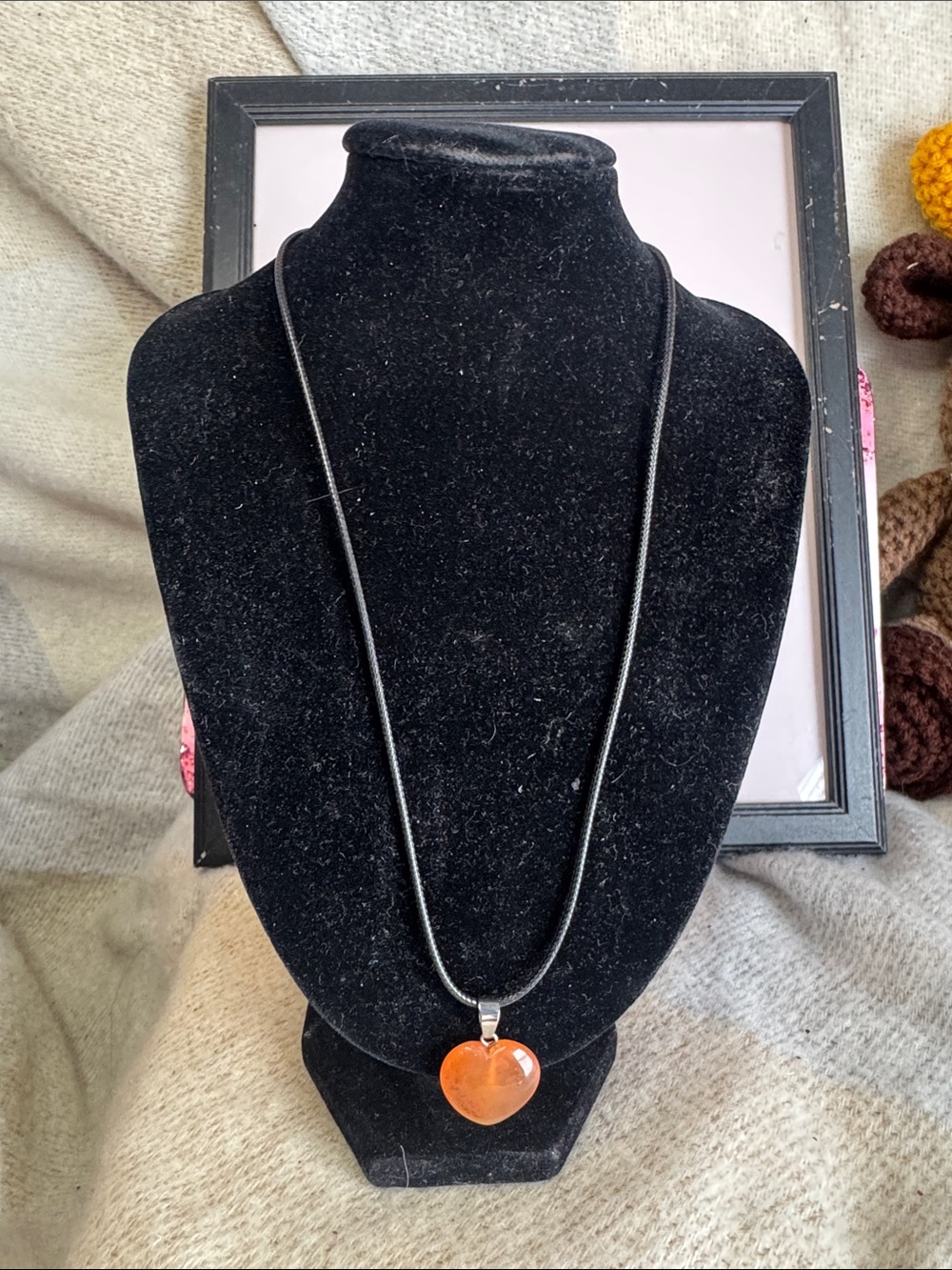 Handmade Orange Heart Pendant Necklace - Unbranded